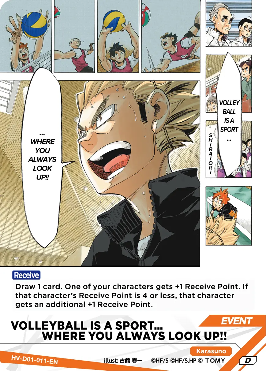 VOLLEYBALL IS A SPORT…WHERE YOU ALWAYS LOOK UP!! Starter Deck HV-D01-011 Haikyu!! Vobaca!! BREAK English card