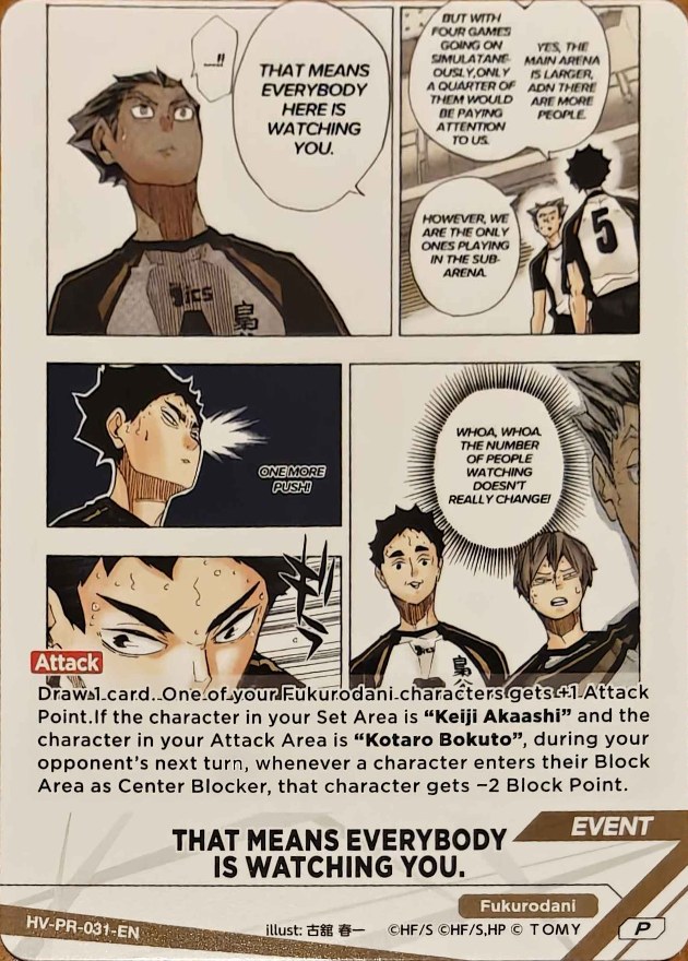 THAT MEANS EVERYBODY IS WATCHING YOU. Promo HV-PR-031 Haikyu!! Vobaca!! BREAK English card
